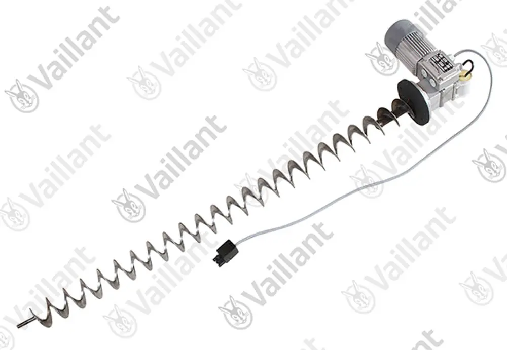 Vaillant Motor mit angeschlossener Zuführschnecke, erkennbar an der spiralförmigen Struktur und dem Motor mit Kabelanschluss.